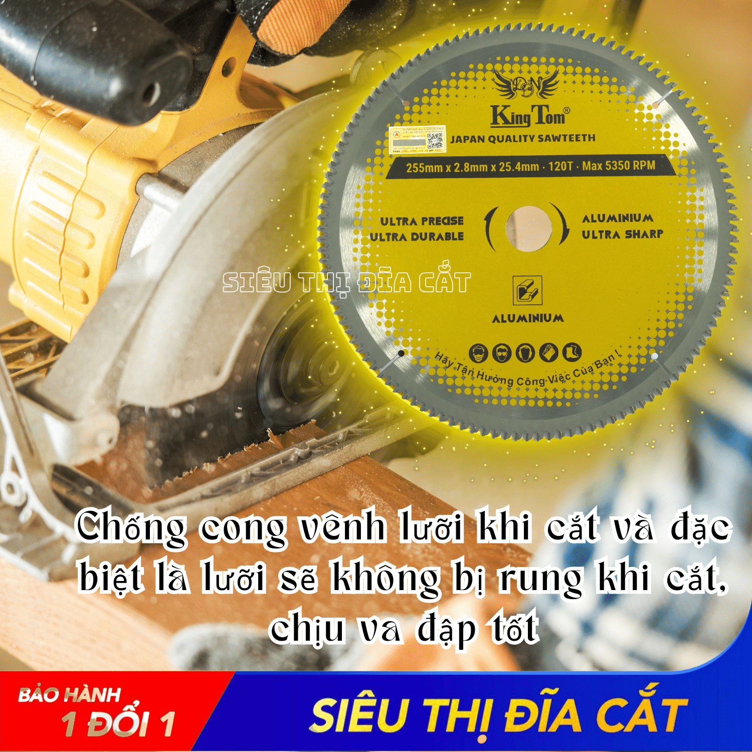 LƯỠI CẮT NHÔM 255-120 RĂNG KINGTOM VÀNG – CHẤT LƯỢNG VÔ ĐỊCH PHÂN KHÚC GIÁ RẺ!