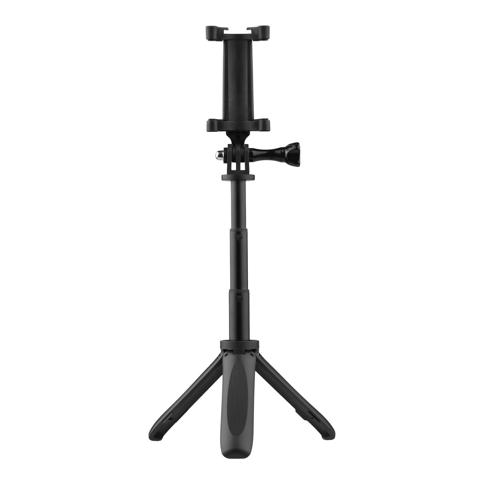 Foldable Mini Desktop Tripod Phone Holder with 3 Sections Extendable Adjustable Phone Clip Length for Vlog Live Stream