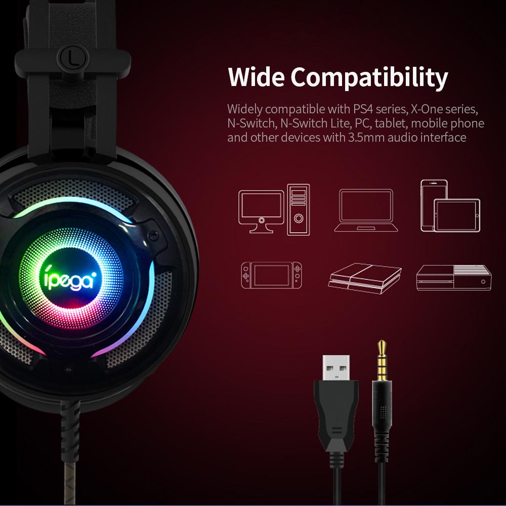 Tai nghe chơi game âm thanh vòm gắn trên đầu iPega PG-R008 có micrô tích hợp thay thế cho PC Switch PS4 Xbox One
