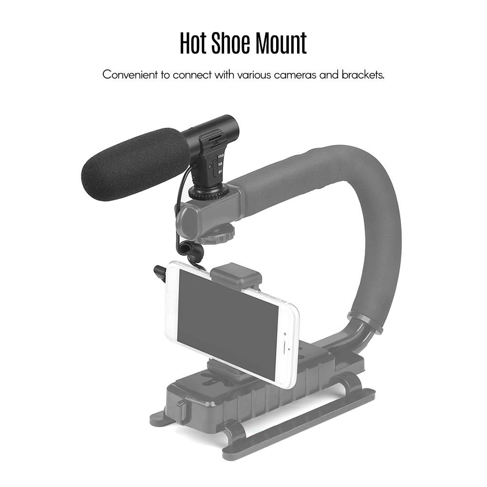 Micrô SHOOT XT-451 âm thanh nổi với giắc cắm 3,5 mm Giá đỡ cho máy ảnh Canon Sony Nikon