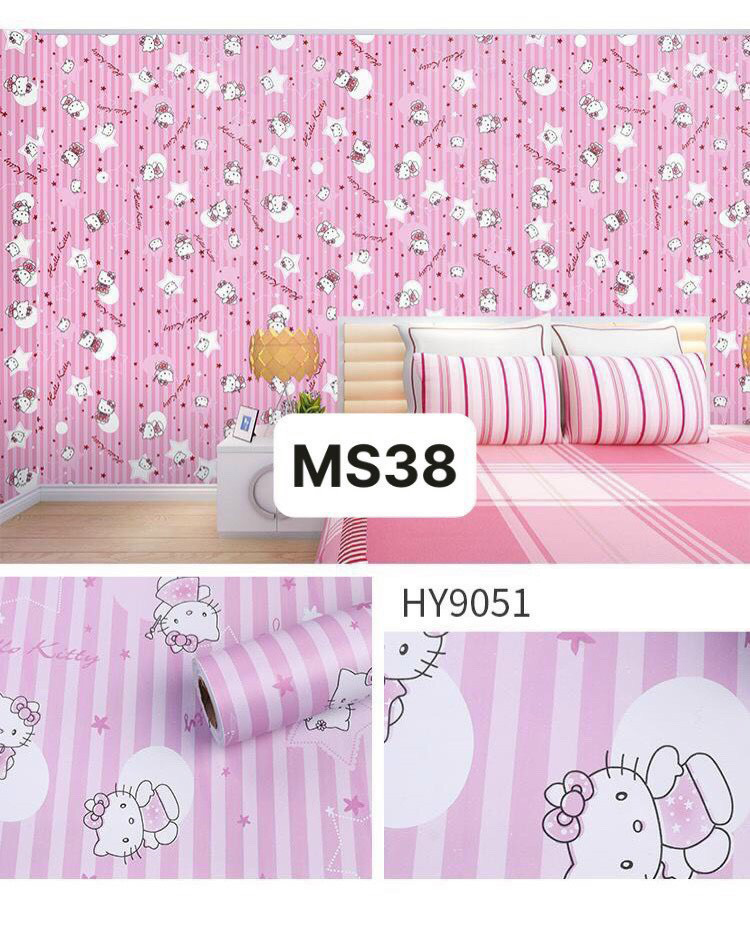 Hàng Cao Cấp - 10M Decal Dán Tường Kitty Sẵn Keo Khổ Rộng 45cm Dài 10 Mét