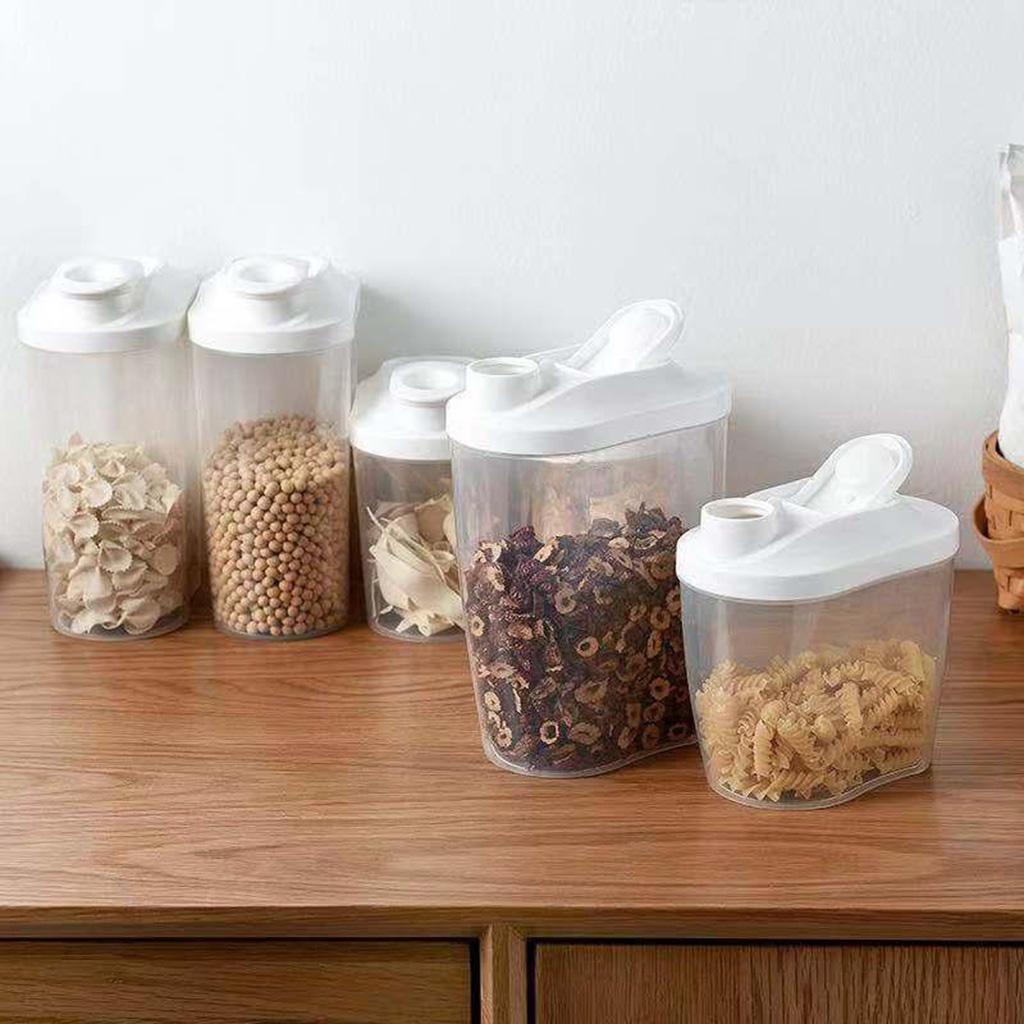 2 Pcs Clear Food Storage Container Cereal Dispenser Dry Food Grain Organizer