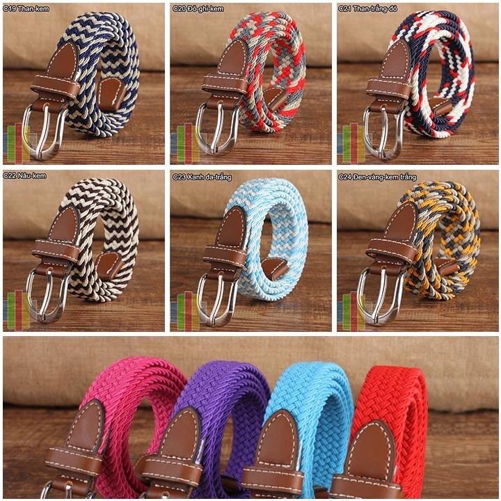 Thắt lưng nữ vải dù co giãn bản nhỏ 2,5 cm - nhóm màu họa tiết