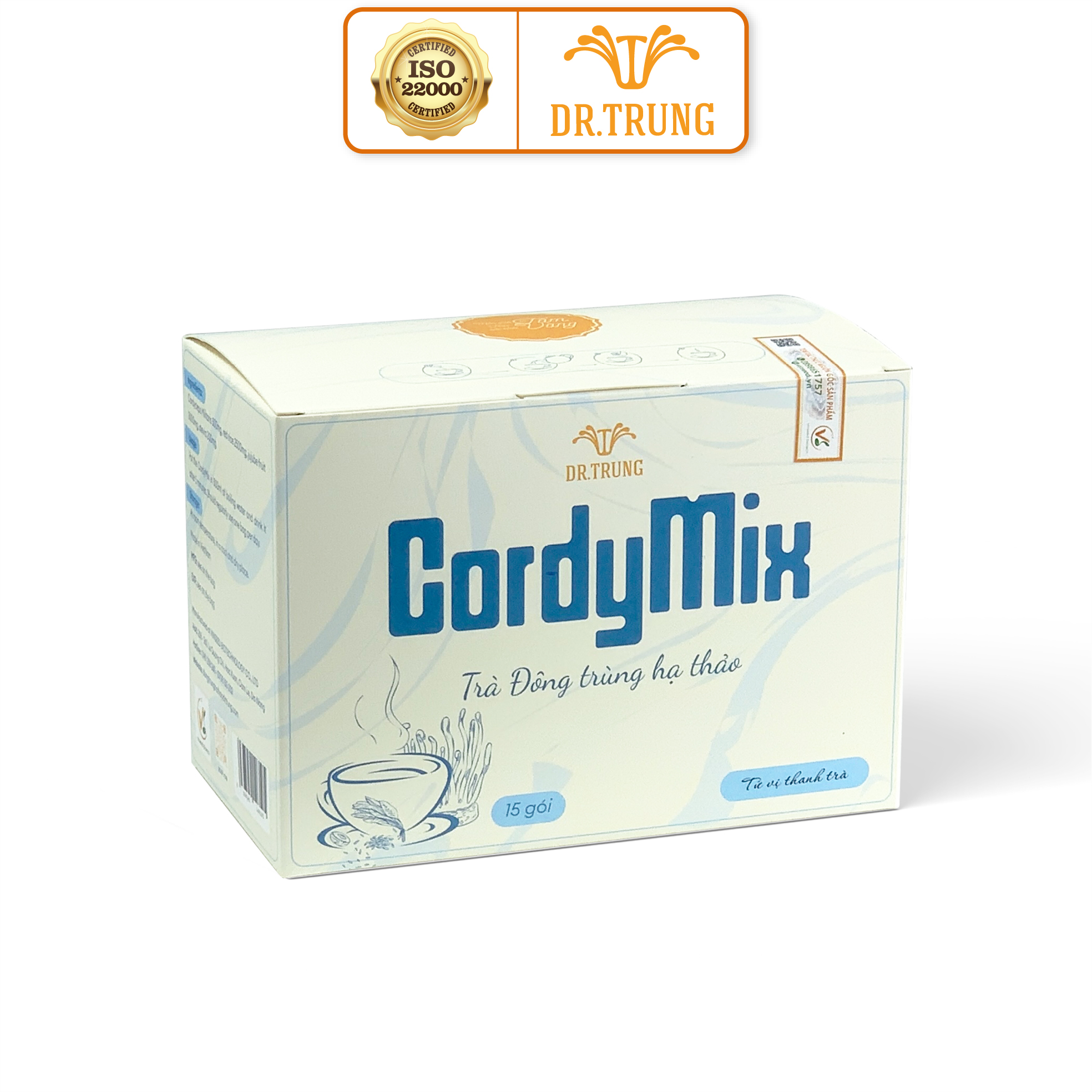 Đông trùng hạ thảo Dr.Trung - Trà Đông trùng hạ thảo tứ vị CordyMix - Bổ máu, tăng lưu thông tuần hoàn máu, ngủ ngon giấc, an thần, thoải mái, ngủ ngon
