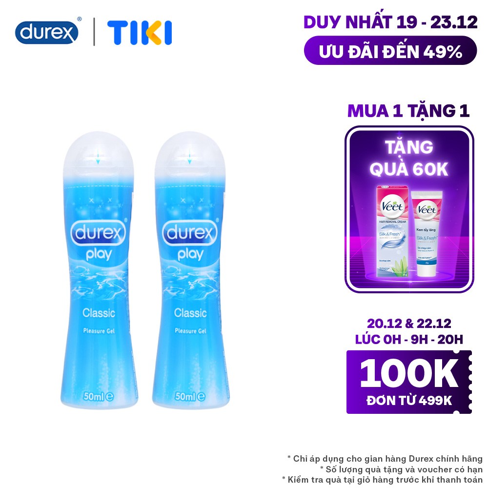 BAO BÌ MỚI] BỘ 2 GEL BÔI TRƠN DUREX CLASSIC 50 ML