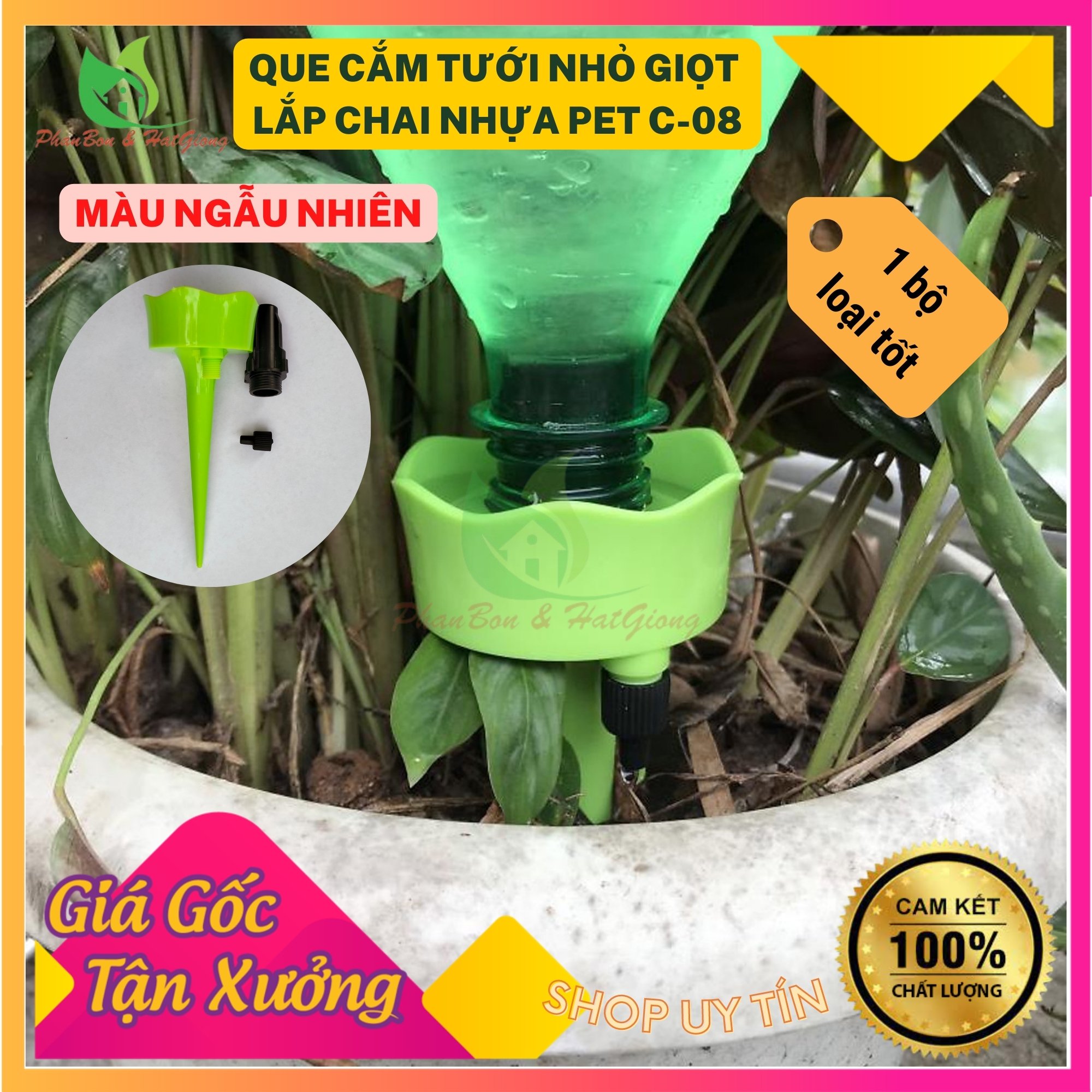 Đầu Cắm Tưới Nhỏ Giọt Điều Chỉnh CAO CẤP Gắn TẤT CẢ Chai Nhựa KHÔNG Đục Lỗ Đáy Chai, KHÔNG Cuốn Màng Đầu Chai