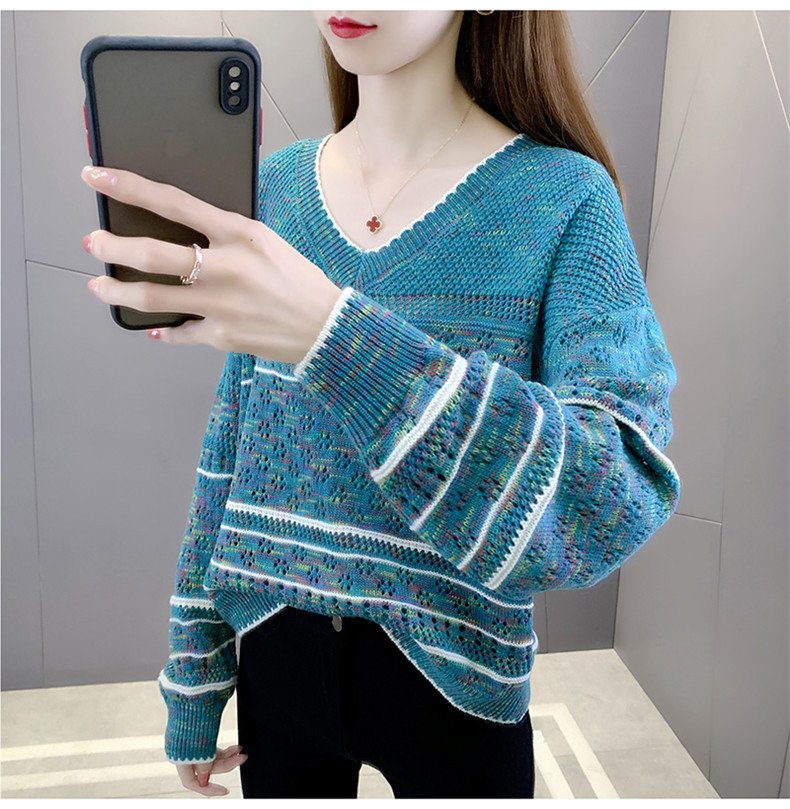 Áo len nữ cổ V trẻ trung, áo len nữ thu đông mới nhất Al51