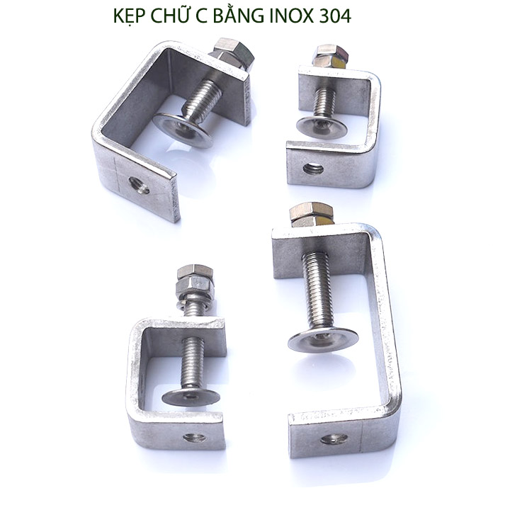 01 Kẹp chữ C bằng inox 304 không gỉ, dày dặn chắc chắn dùng cho nghề mộc