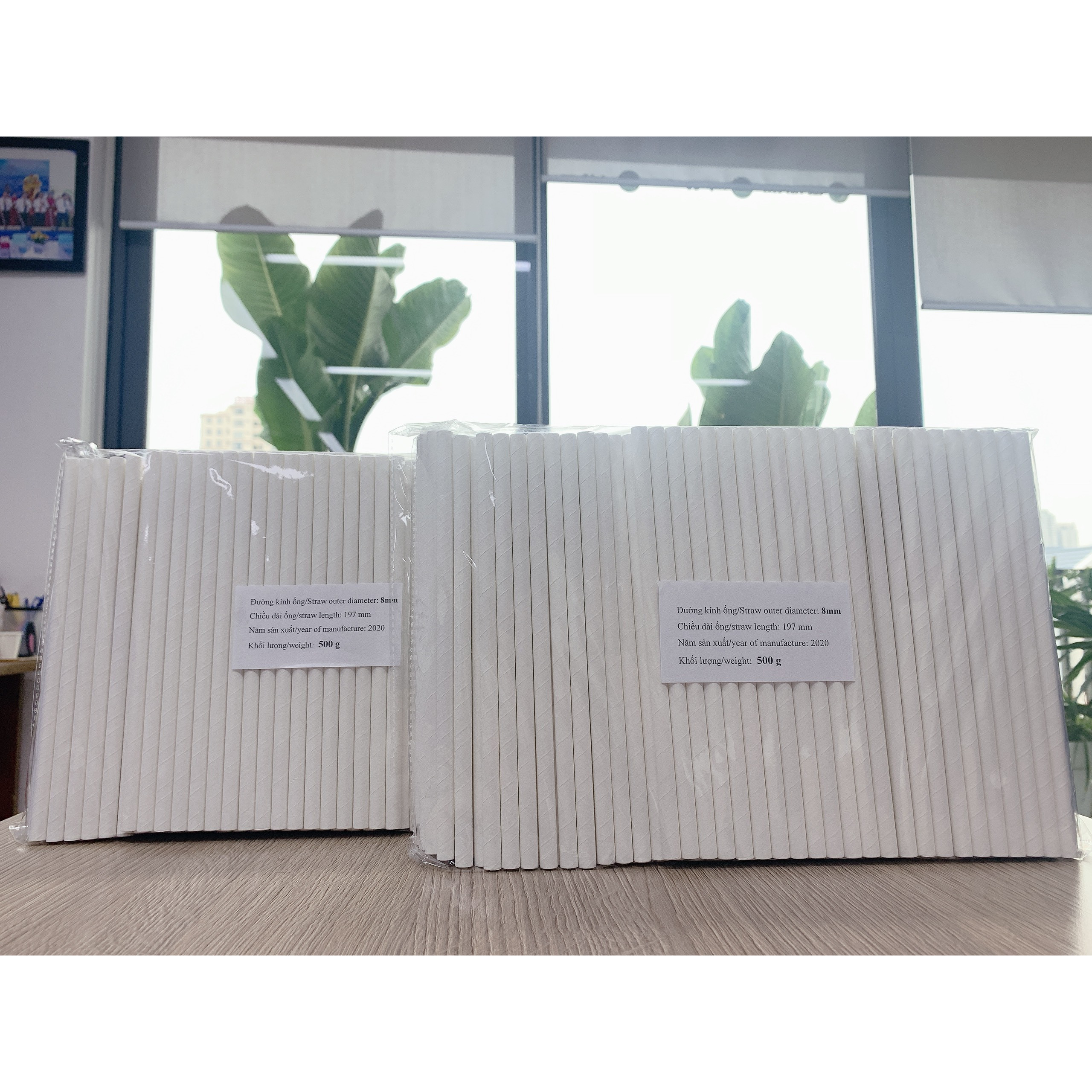 Ống hút giấy Clean Paper Straw kích thước 8mm x 197mm màu trắng dùng cho, sinh tố, đá xay....