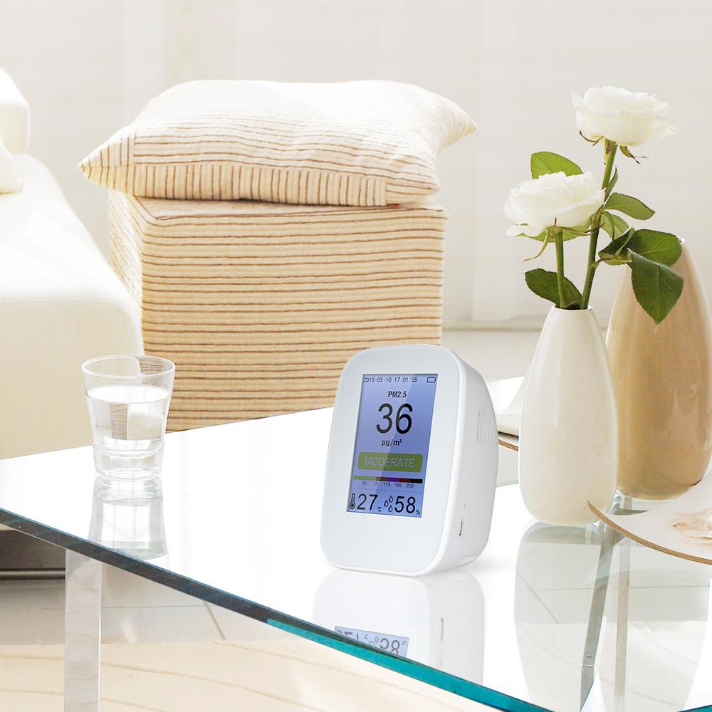 Portable Air Quality Detector Indoor/Outdoor Digital PM2.5 Formaldehyde Gas Monitor LCD HCHO & TVOC Tester Instrument Meter Air Analyzers with Rechargeable Battery