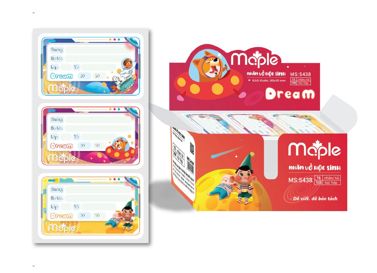 Nhãn vở Mc.ple DREAM 5438 (15 nhãn/túi) Nhãn vở học sinh giá rẻ