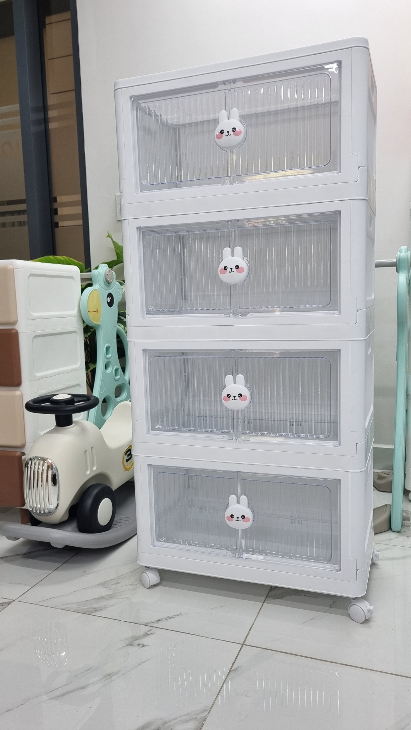 Tủ đựng đồ gấp gọn hoạt hình, tủ nhựa đựng đồ lắp ghép xếp gọn ngang 60cm, không cần lắp đặt, khả năng chịu tải mạnh