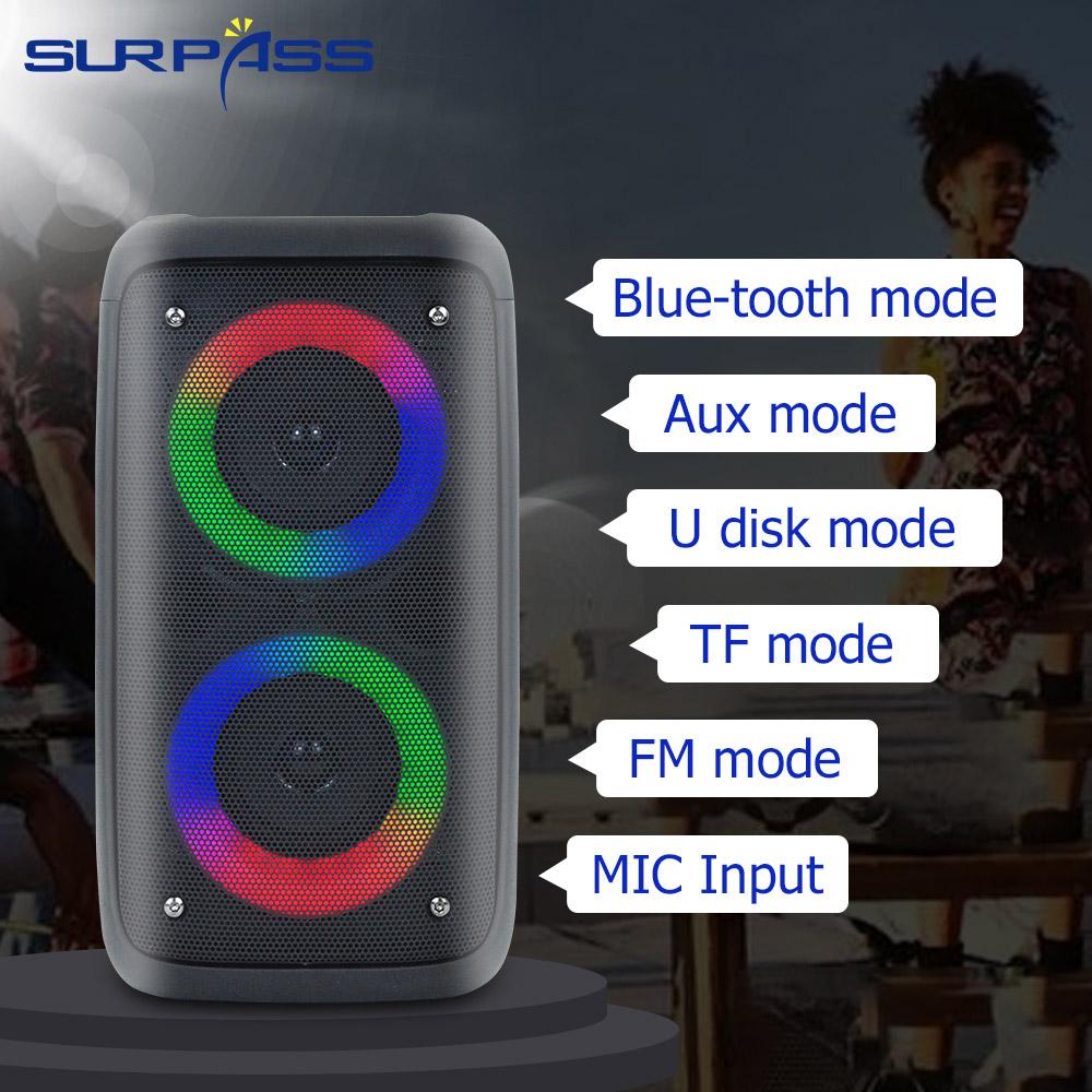 Loa di động Không dây Tương thích Bluetooth Loa ngoài trời Công suất 20W Âm thanh nổi vòm Spk Hỗ trợ Đài FM Thẻ Micro SD Màu sắc: Loa di động