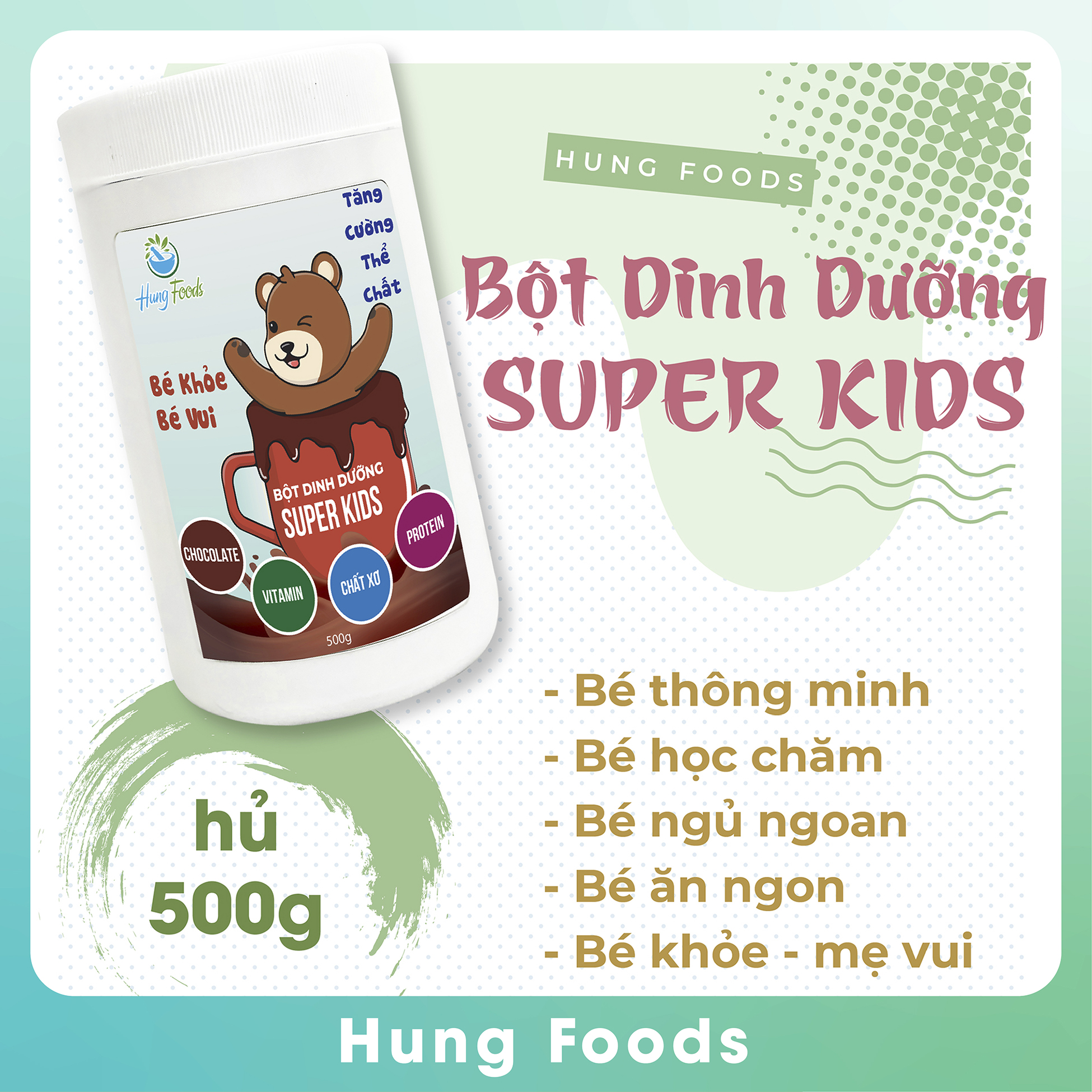 Bột Sữa Hạt Dinh Dưỡng Super Kids - Hộp 500g - Hung Foods