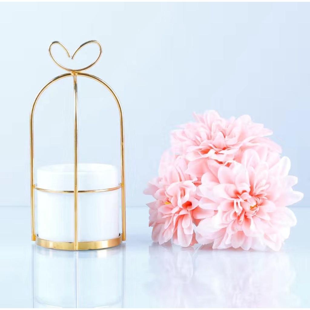 Lọ hoa baby khô 21cm để bàn trang trí phòng khách, bàn học, kệ tủ, giá sách thiết kế lồng chim mạ vàng Flowermini LC-03
