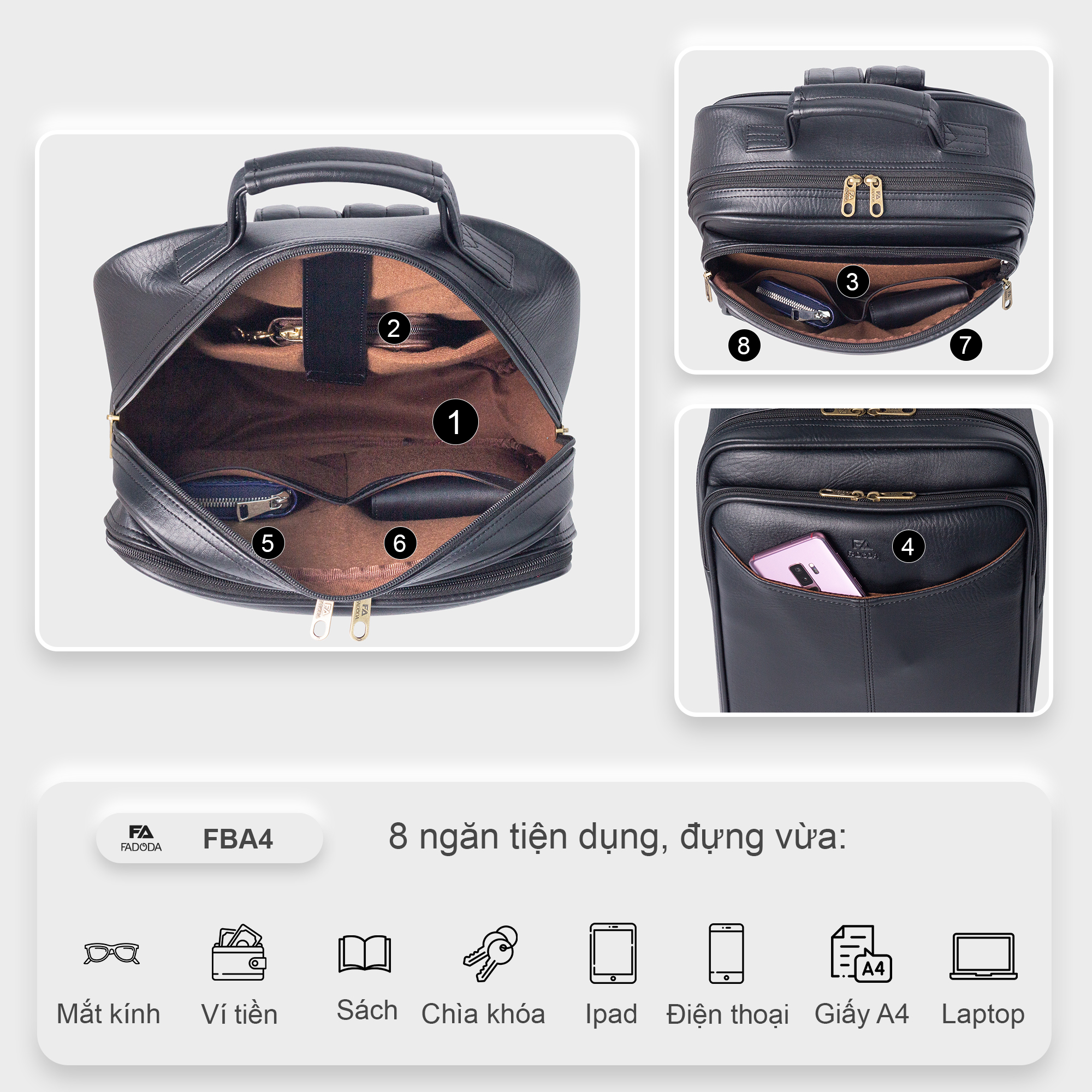 Balo đựng laptop unisex FADODA FBA4