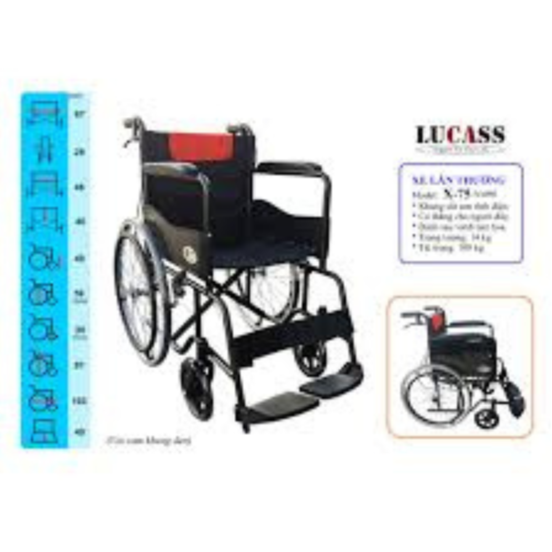 Ghế lăn hỗ trợ di chuyển Lucass X-75 kiểu sọc xanh – gấp gọn, có phanh tay