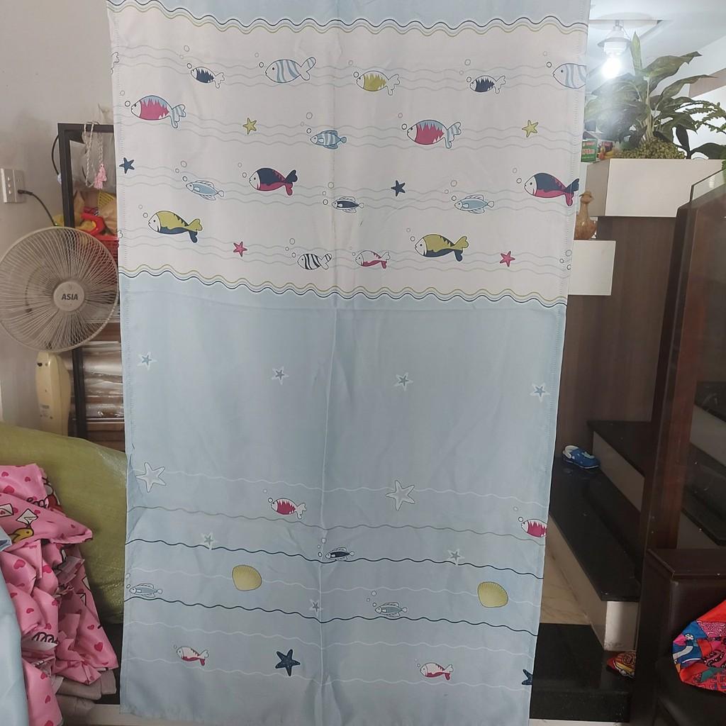 Rèm cửa rèm che nắng cá xinh cao 2m hai màu xanh, hồng