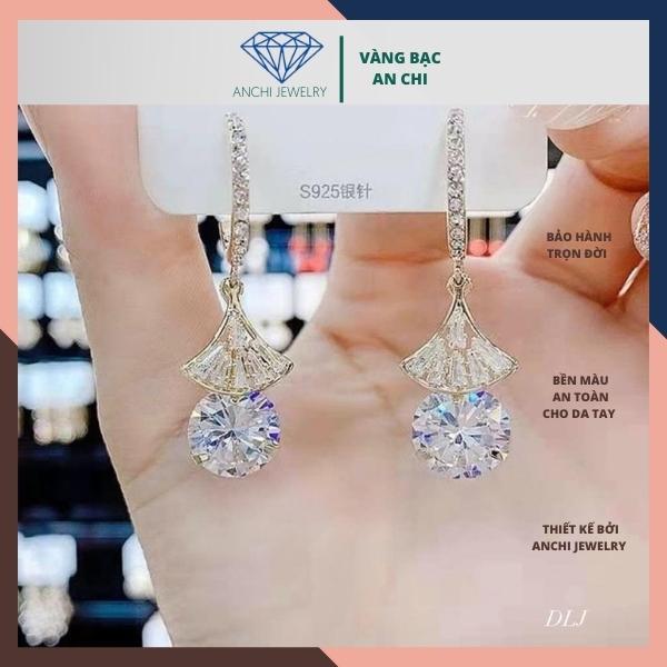 Bông tai công chúa sang chảnh chất liệu bạc ta sáng đẹp không đen xỉn,An chi Jewelry