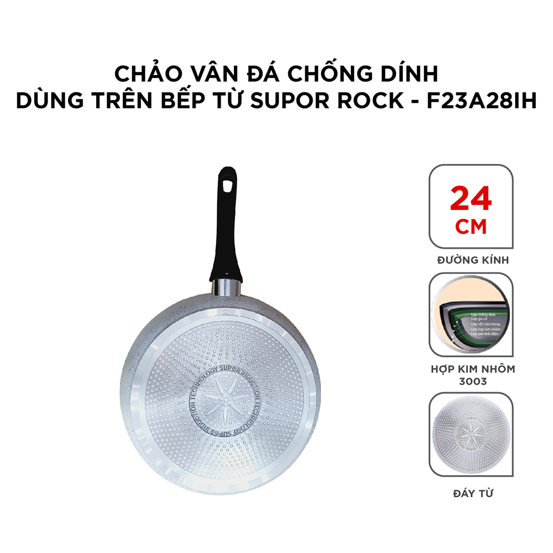 (HÀNG CHÍNH HÃNG) Chảo vân đá chống dính dùng trên bếp từ Supor Rock