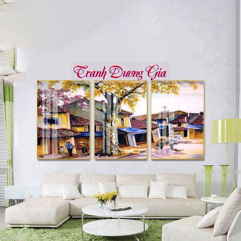 Tranh tráng gương 3D treo phòng khách mẫu đồng quê, nhẹ - bền - đẹp