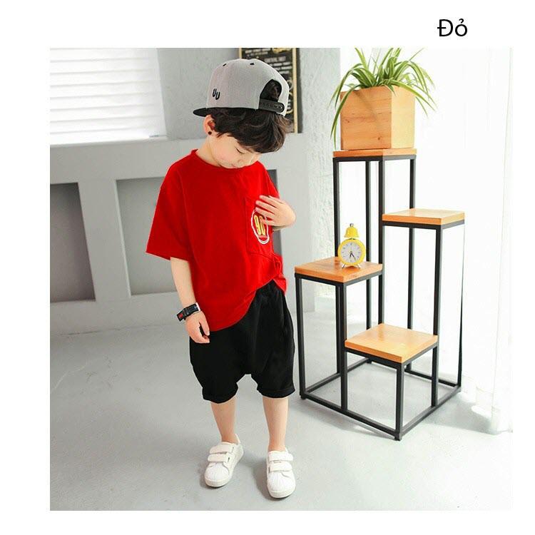 Bộ quần áo thể thao cho bé trai, kiểu áo trễ vai, quần alibaba, thun cotton .