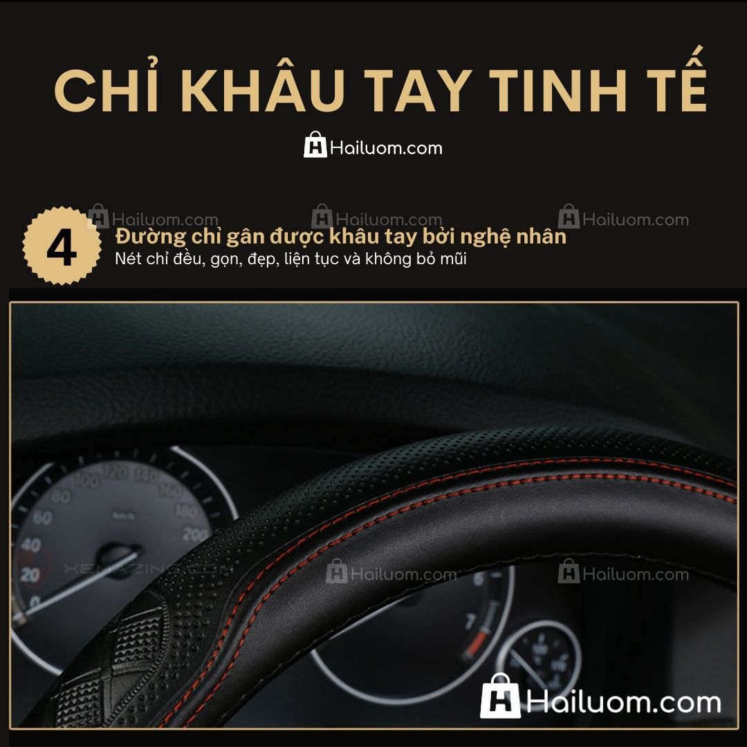 Bọc Vô Lăng ô tô cho KIA RIO Da Thật Cao Cấp 4 Mùa