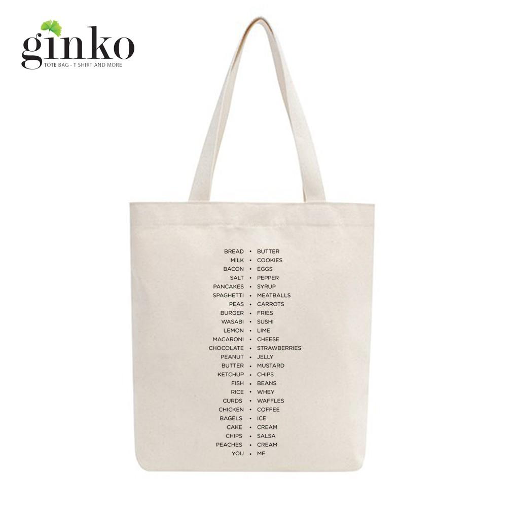 Túi Tote Vải Mộc GINKO Dây Kéo In Hình Perfect Couple M06