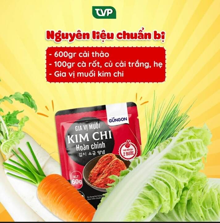 Combo 3 gói gia vị muối kim chi hoàn chỉnh Gungon chuẩn vị Hàn Quốc làm được 3kg kimchi