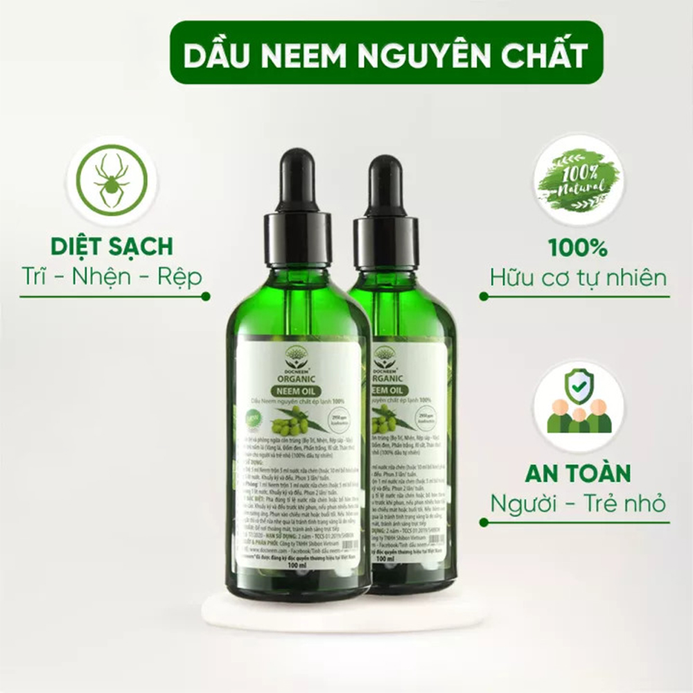 Dầu neem oil nguyên chất ép lạnh Docneem trừ sâu bệnh trên hoa hồng, phong lan, cây cảnh