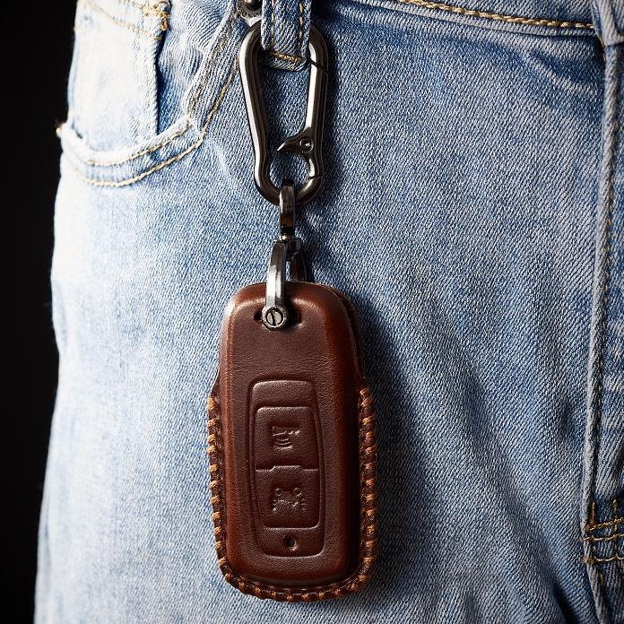 Bao da chìa khóa xe máy Handmade SH150i/ SH350i 2 nút bấm da bò thật