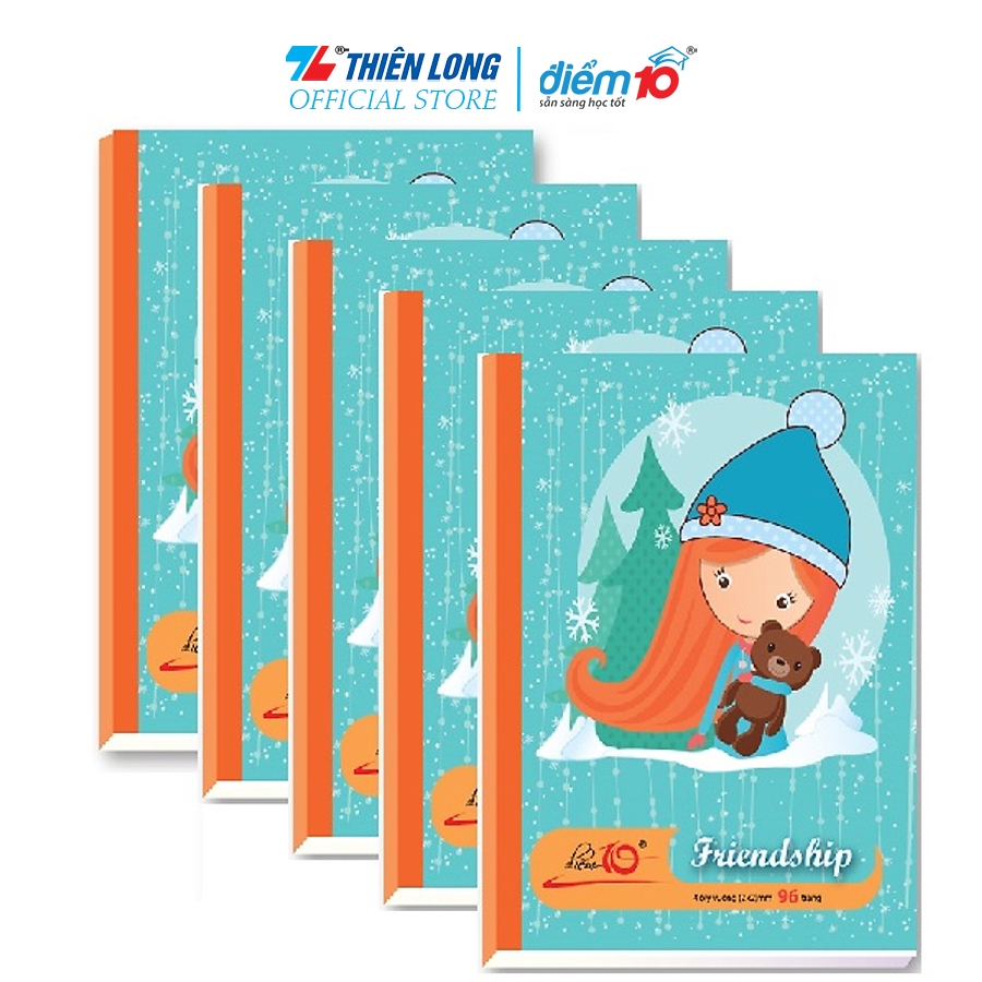 Bộ 5 Tập học sinh 96 trang 4 ô ly vuông 60 gsm Điểm 10 TP-NB039