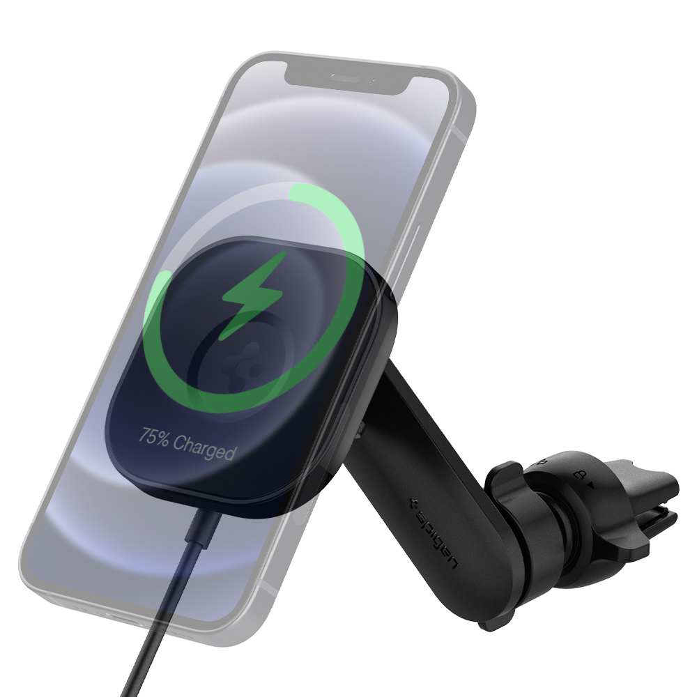 Sạc Mag Xe Hơi Spigen OneTap Pro Wireless Magnetic Car Charger Air Vent - Hàng Chính Hãng