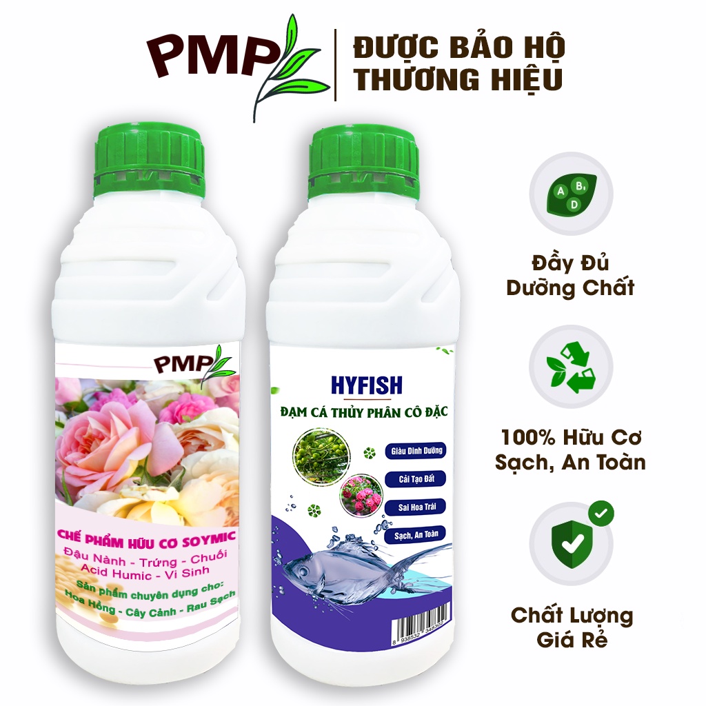 Phân Bón Hữu Cơ Combo đạm cá Hyfish &amp; Phân đậu nành Soymic PMP cho Hoa Hồng