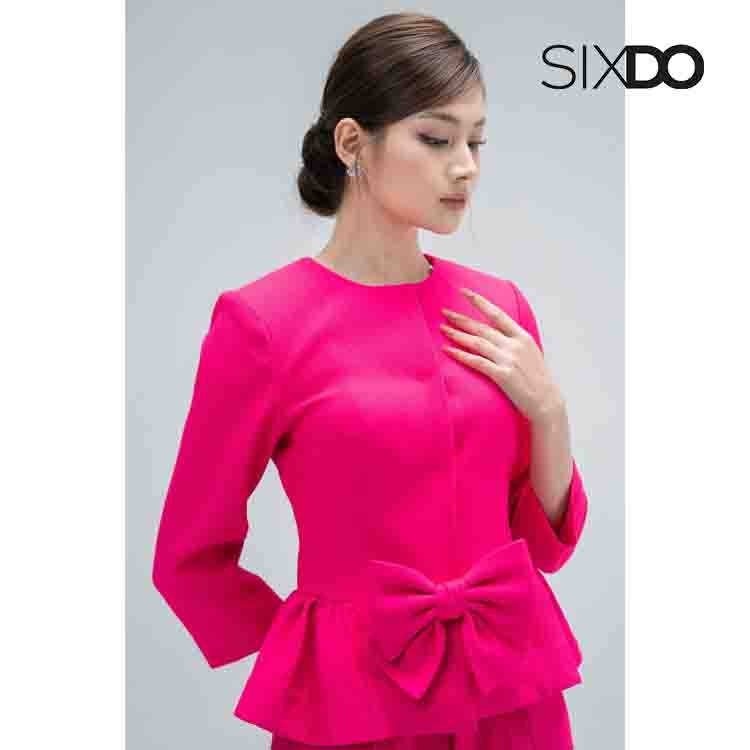 Áo vest cổ tròn tay lỡ phối nơ eo SIXDO