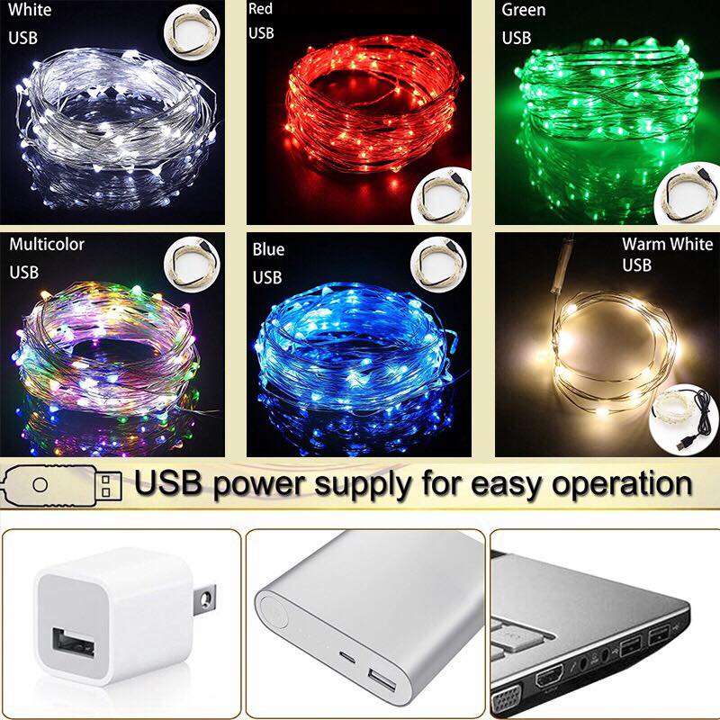 Dây đèn fairy light 5m cắm cổng sạc USB