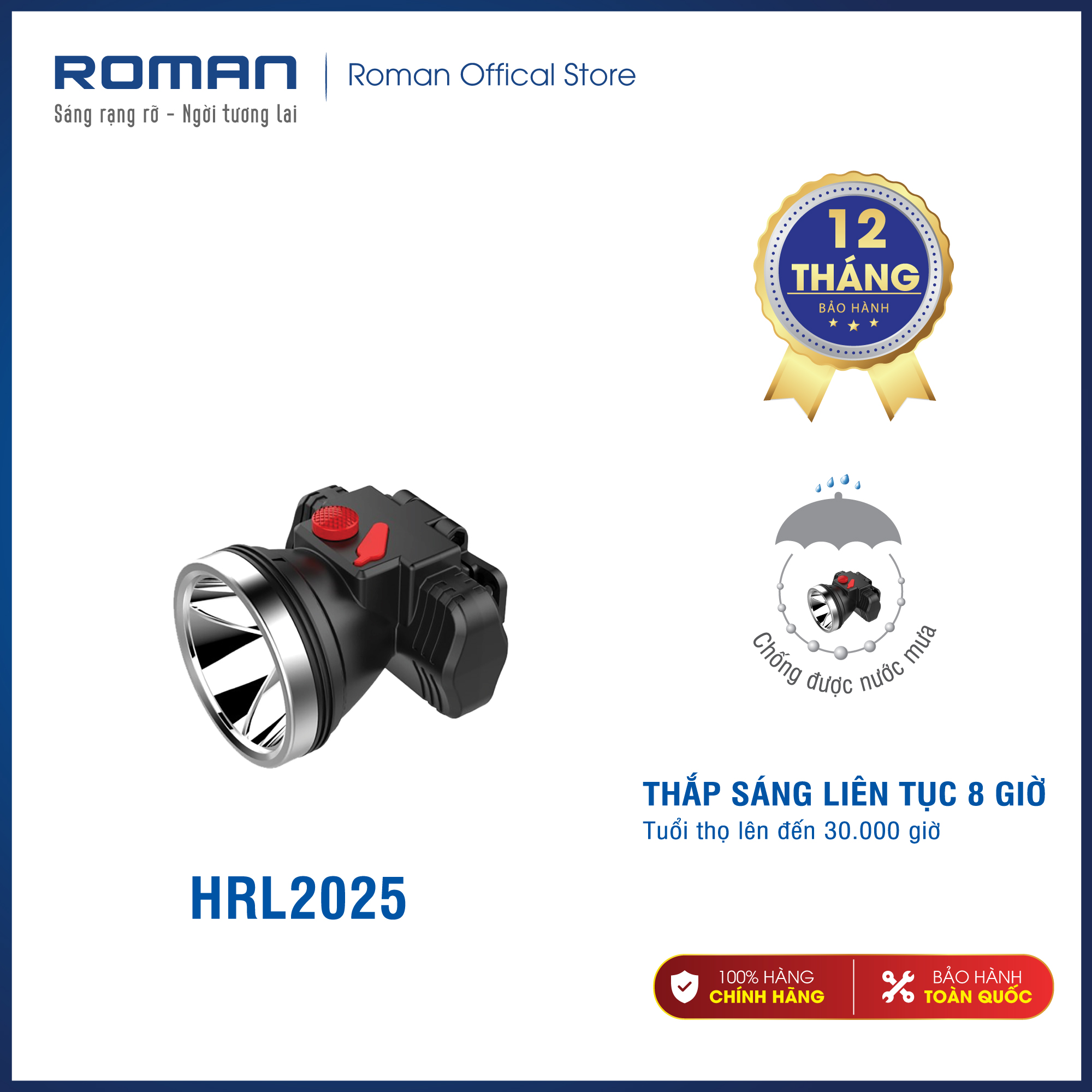 Đèn sạc đội đầu siêu sáng chính hãng Roman ELE2025