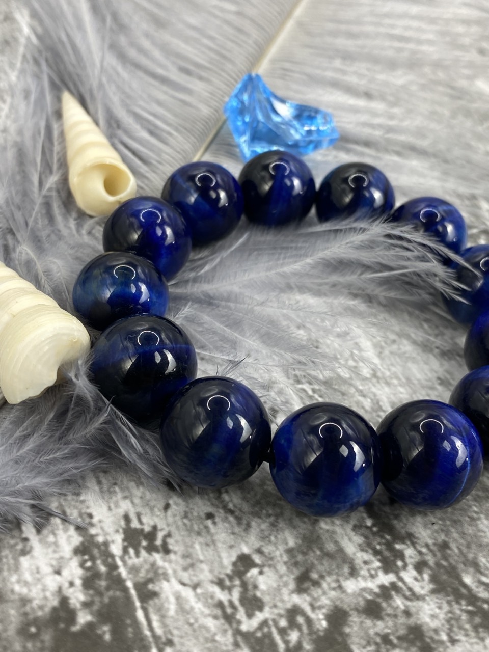 Vòng tay Đá Mắt Hổ Xanh viên 15mm