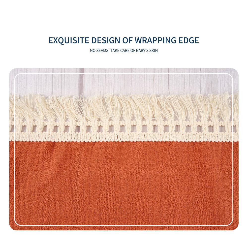 Happyflute 2 Lớp Thân Thiện Với Làn Da Muslin Đầm 100% Cotton Màu Trơn Viền Ren 2 Chăn Lưới Cho Bé