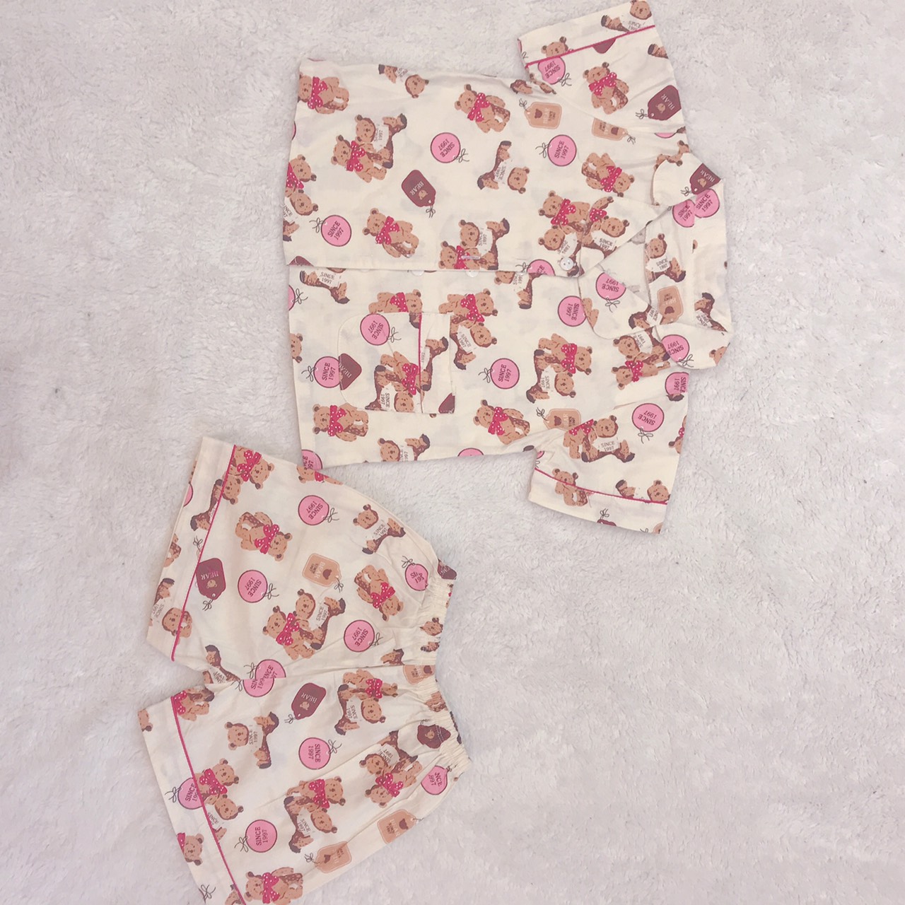 Bộ mặc nhà pyjama bé gái từ mùa hè 8 kg đến 22 kg chất liệu thô cotton thấm hút mồ hôi đường may cẩn thận họa tiết đáng yêu