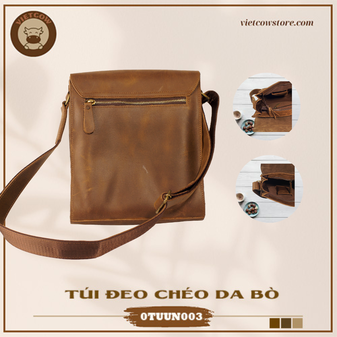 Túi Đeo Chéo Tablet Da Bò Sáp, Túi Đeo Chéo Da Bò Sáp Thời Trang_VietCow_0TUUN003