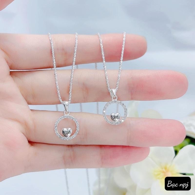 Dây chuyền Tim , Vòng cổ tim đính đá️ MIỄN PHÍ KHẮC ️ Bạc Ta - Bạc Npj