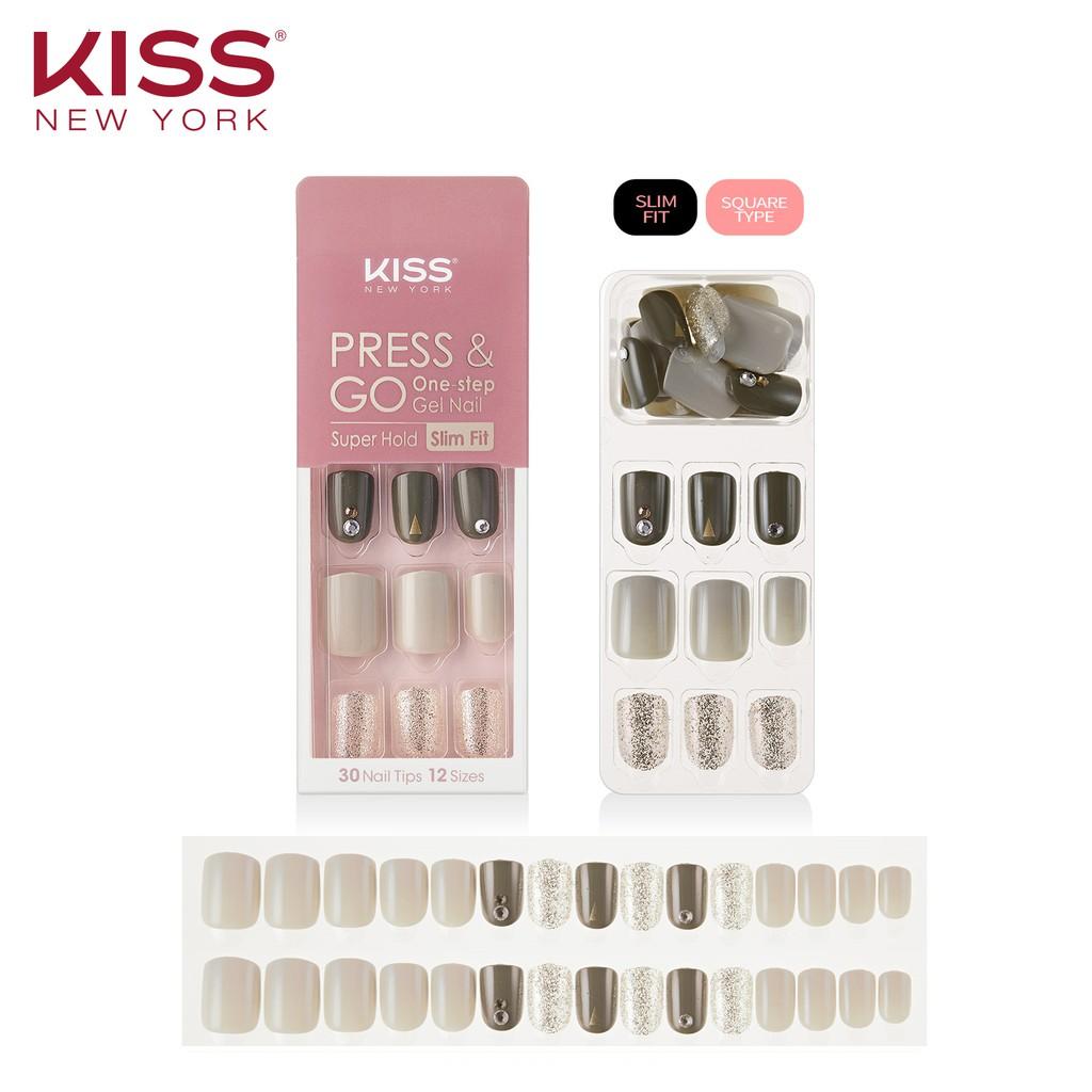 Bộ 30 Móng Tay Gel Tự Dán Press &amp; Go Kiss New York Nail Box - Golden Khaki (KPNS19K)