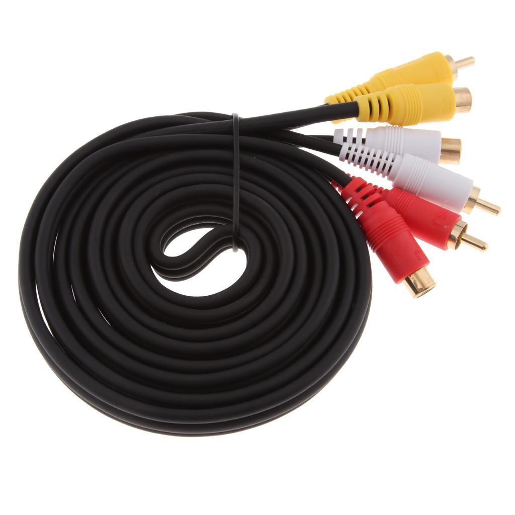 1.8m 3 RCA to 3 RCA Male to Female Audio Video Extension Cable Cord for TV