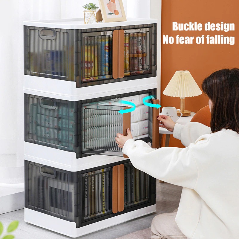 Hộp tủ lưu trữ nhựa 2 cửa có thể gấp gọn Plastic Storage Container Bedroom