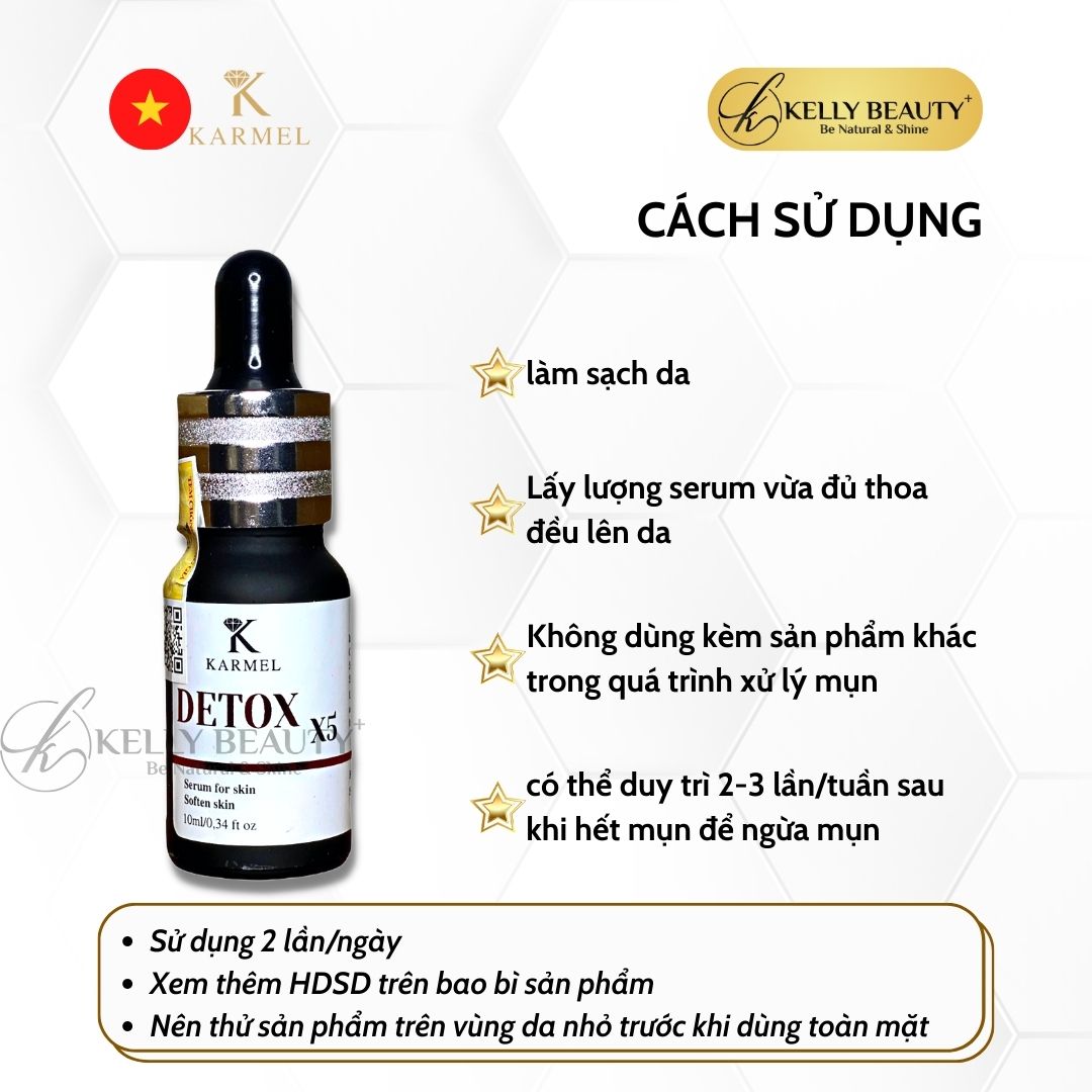 Karmel Detox X5 Serum – Giải Quyết Mụn Ẩn, Mụn Bã Nhờn, Mụn Đầu Đen; Mụn Do Độc Tố Mỹ Phẩm | Kelly Beauty