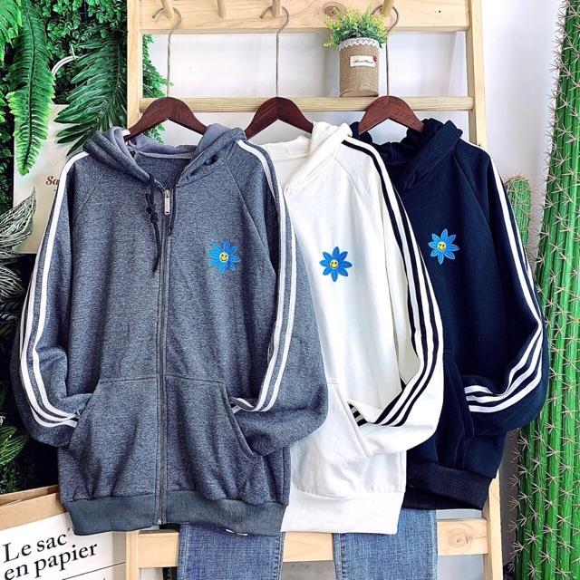 ÁO HOODIE - ÁO KHOÁC NỈ NGOẠI Thêu Sticker Hoa Cúc