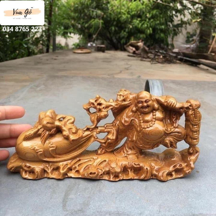 Tượng Phật Di Lặc gỗ Hương Đình Mini liền khối để ô tô, bàn làm việc - Hàng Cao Cấp Siêu Thơm