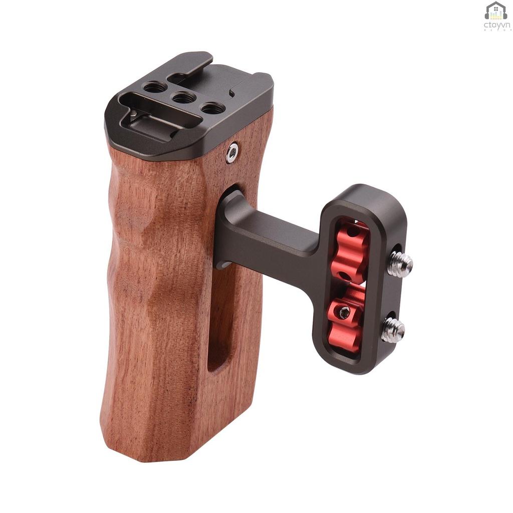 Tay cầm bằng gỗ trái/phải kèm ốc vít 1/4 cho máy ảnh