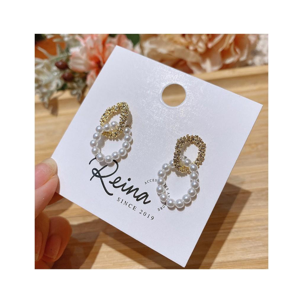 Khuyên tai nữ phong cách Retro Reina đính hạt Niche cao cấp quý phái